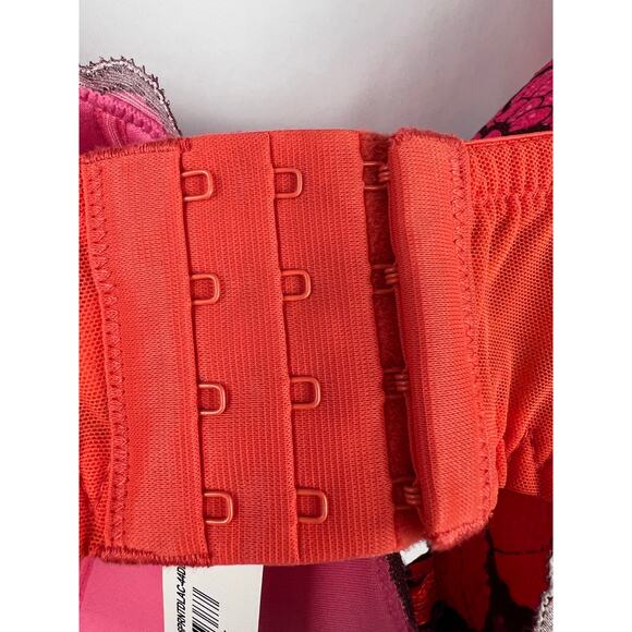 Adore Me Lace Underwire Bra Red Pink Floral Full Coverage 44DDD Lingerie Bold - Picture 10 of 10